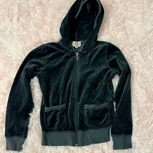 VINTAGE JUINOR SIZE 12 XXS JUICY COUTURE BLACK VELOUR JACKET